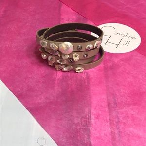 Acorn Freshwater Pearl and Leather Wrap bracelet